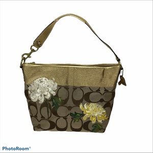New Coach Signature Limited Edition Gold Floral Handbag